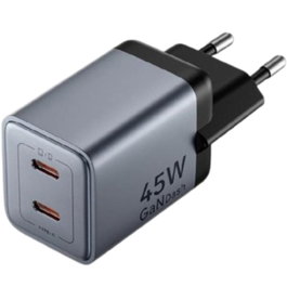 Vention Cargador de Pared GaN TZ-FCDH0-EU con 2x USB-C y Cable USB-C 45W
